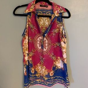 Vibrant baroque print sleeveless top Apt. 9 - M